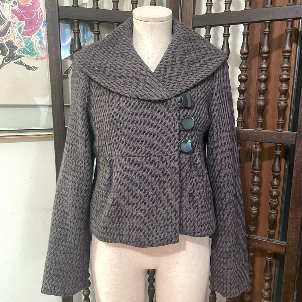 RARE Mossimo Vintage Y2K Gray Wool Blend Babydoll Peacoat Jacket Medium